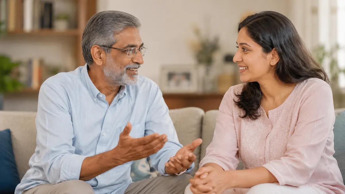 Adults having a thoughtful Manchester dating conversation